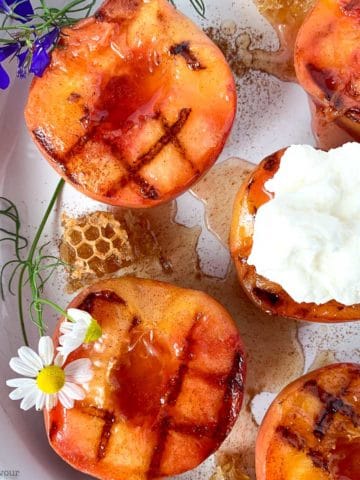 Grilled Peaches with Honey Lemon Drizzle