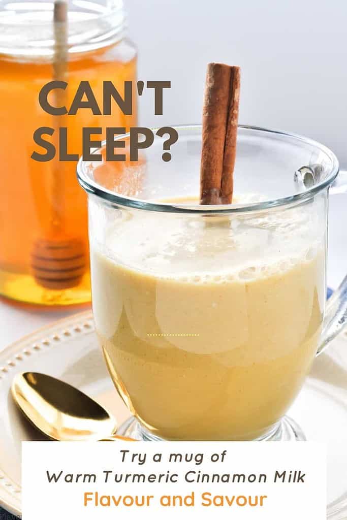 Pinterest pin for Warm Turmeric Cinnamon Milk