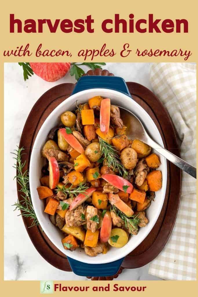 Image and Text Overlay for Harvest Chicken with Bacon Rosemary and Apples