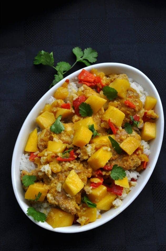 Mango Chicken with Thai Coconut Rice |www/flavourandsavour.com #mango #coconut rice #thai
