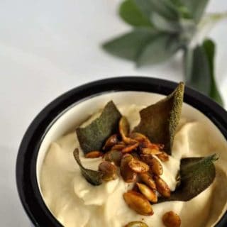 Roasted Cauliflower Soup with Spicy Pumpkin Seeds |www.flavourandsavour.com #harvestsoup #cauliflower #pepitas