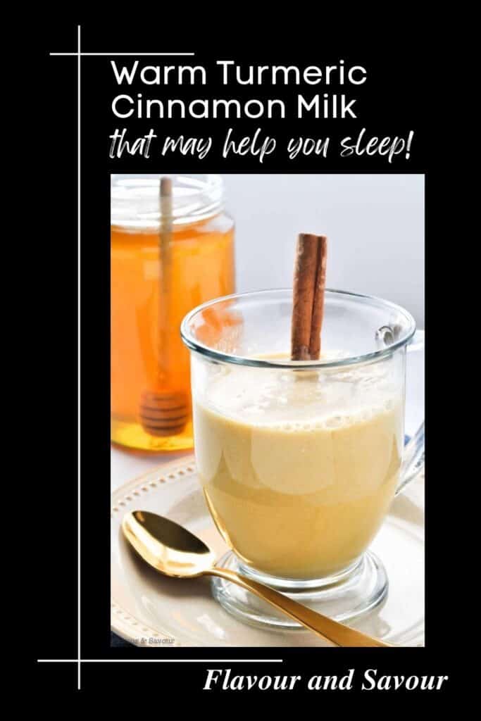 Image with text for Warm Turmeric Cinnamon Milk.