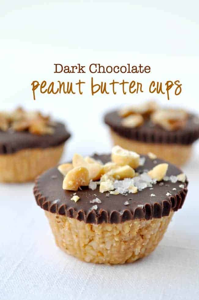 Dark Chocolate Salted Peanut Butter Cups with title