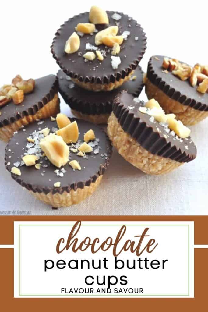 image with text for dark chocolate peanut butter cups