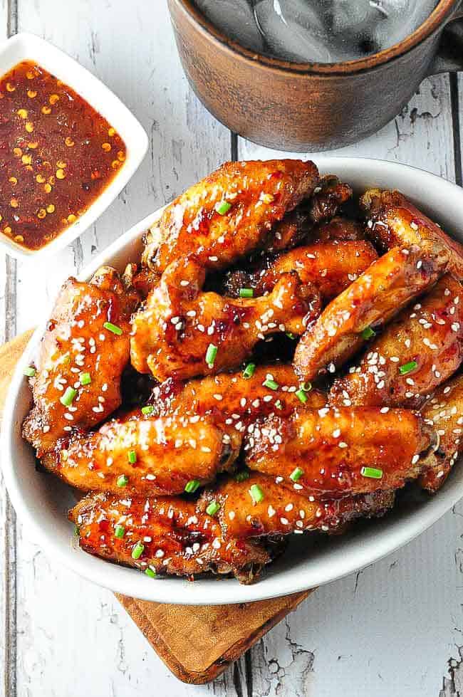 Chipotle Honey-Mustard Glazed Chicken Wings in a bowl.