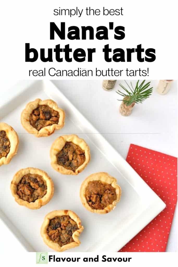 Image with text overlay for Nana's butter tarts