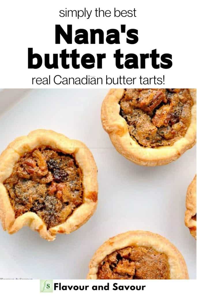 Text overlay and Image for Nana's Butter Tarts