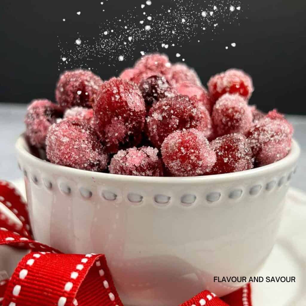 Sparkly Sugared Cranberries in Maple Syrup Flavour and Savour