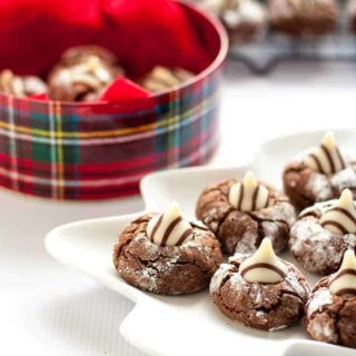 These Zebra cookies are a rich chocolate cookie with a Hershey's kiss pressed in the middle. Always popular!