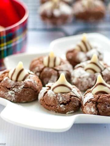 zebra chocolate crinkle cookies on a plate