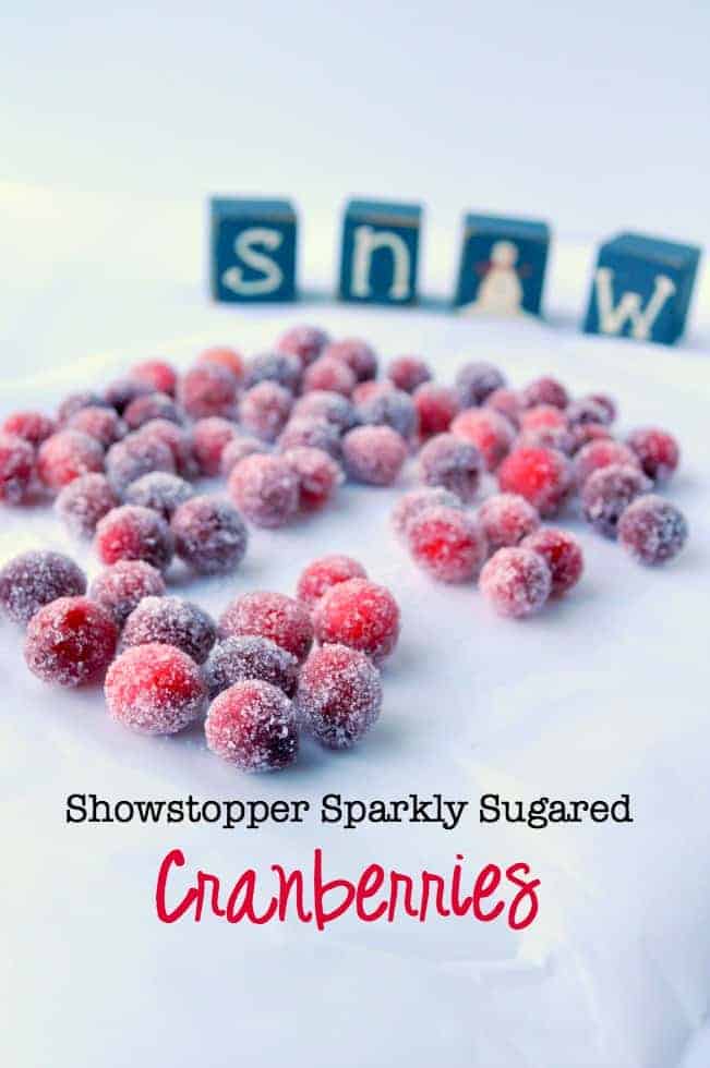 Sparkling Sugared cranberries on a white background