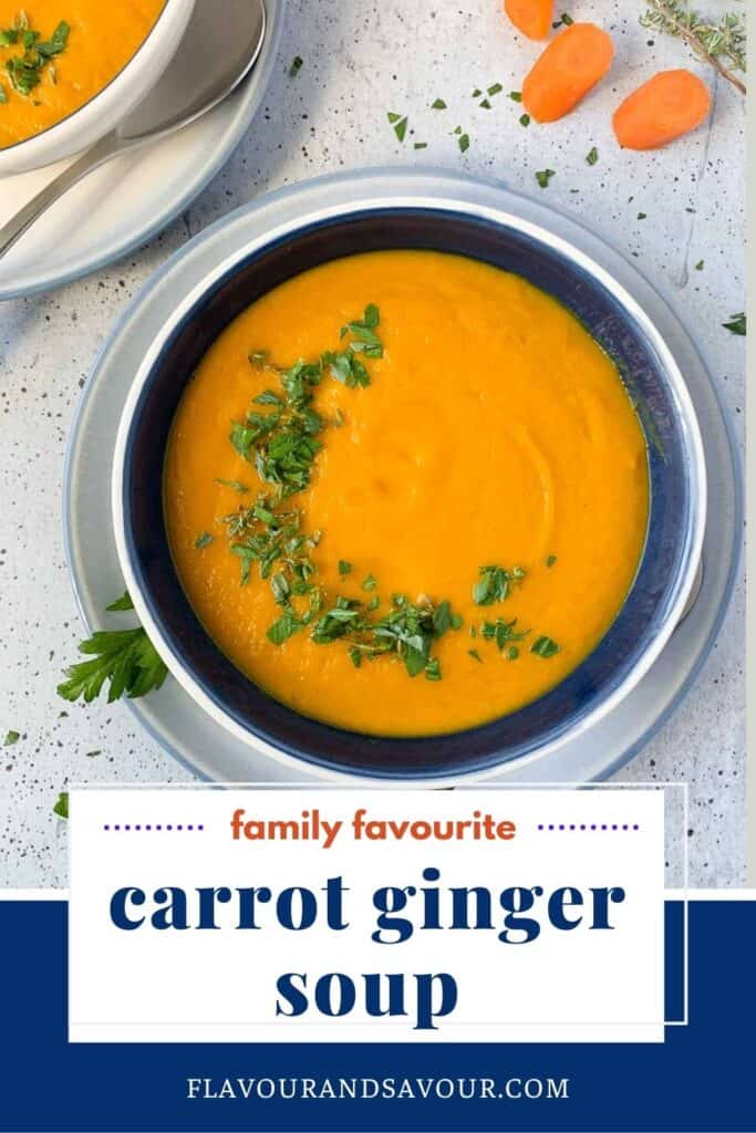 text and image for family favourite carrot ginger soup