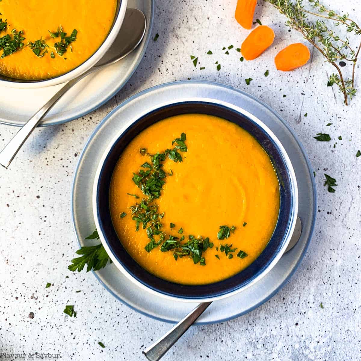 Easy Roasted Carrot Ginger Soup Recipe - Vegan - Flavour and Savour