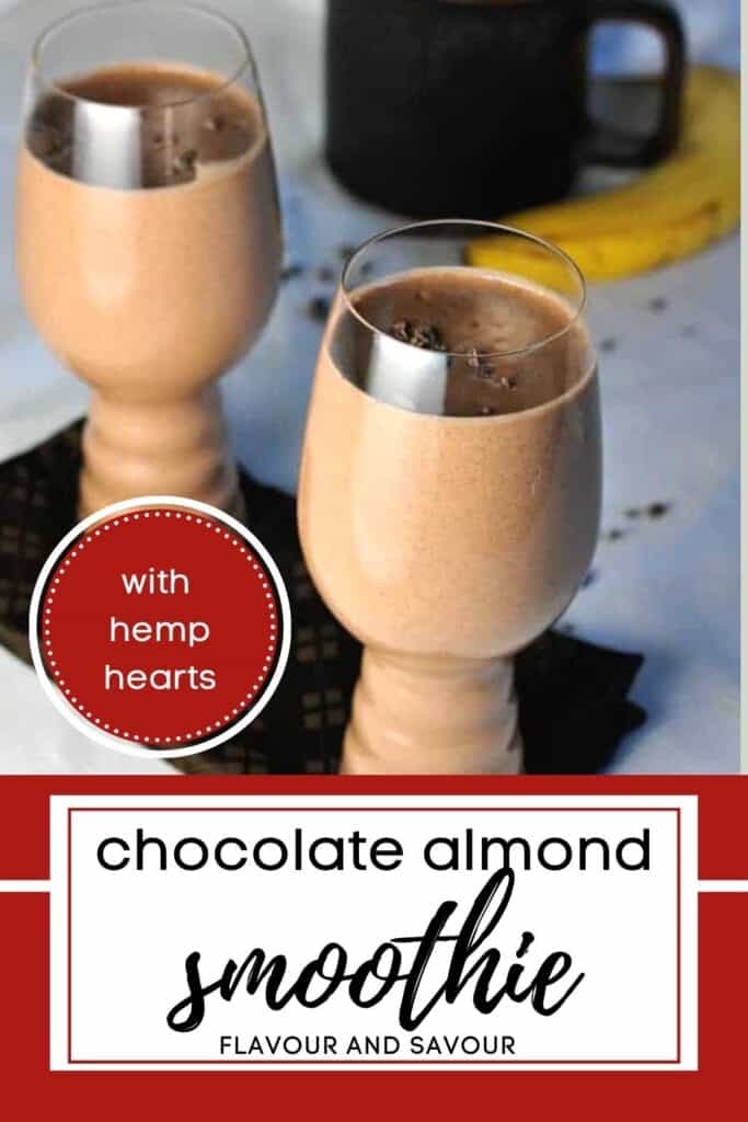 image with text for Vegan Chocolate Almond Smoothie