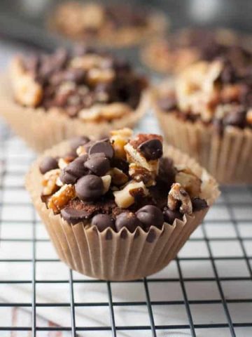 Chunky Monkey Muffins on a cooling rack