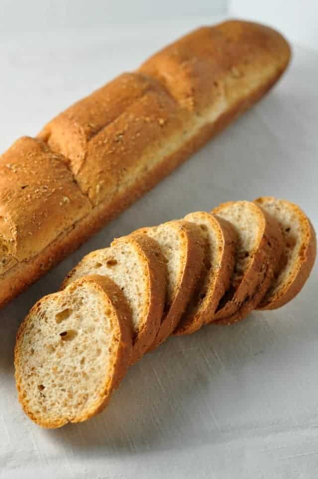 cut a baguette on the diagonal