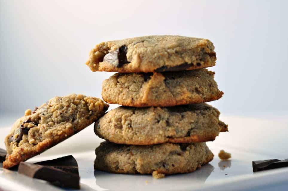 Paleo Chocolate Chip Cookies stacked