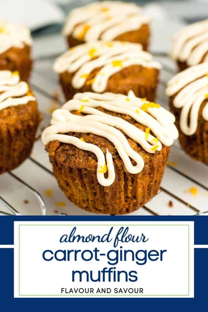 image with text for healthy carrot ginger muffins