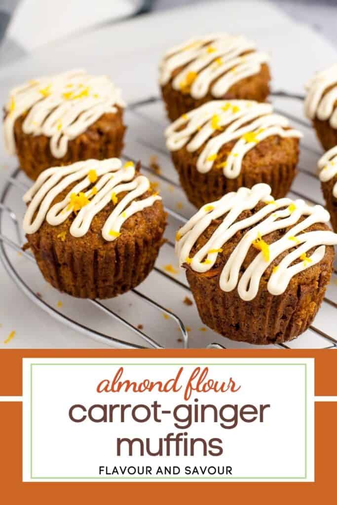 image with text for healthy carrot ginger muffins