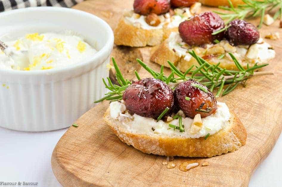 Roasted Grape and Goat Cheese Crostini Flavour and Savour
