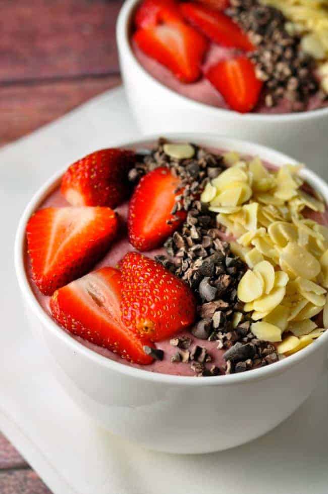 Strawberry Chia Smoothie Bowl overhead view