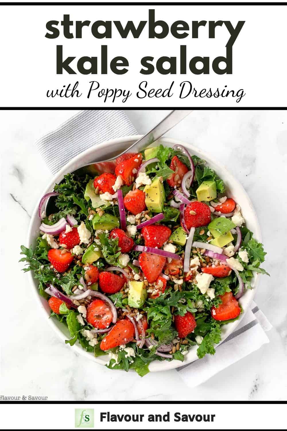 Strawberry Kale Salad with Poppy Seed Dressing with text overlay