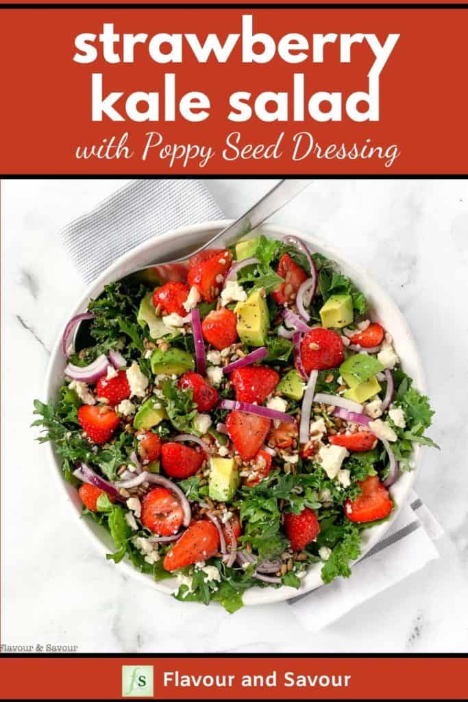 Strawberry Kale Salad with Poppy Seed Dressing with text overlay
