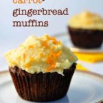 Carrot-Gingerbread Muffins with Coconut Butter Frosting. Grain-free, dairy-free. from Flavour and Savour