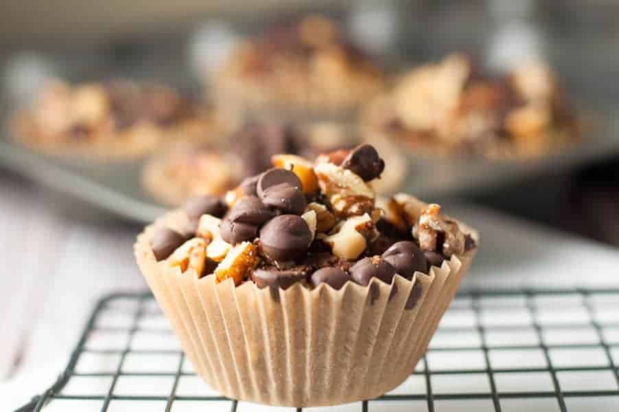 Chunky Monkey Muffins on a cooling rack