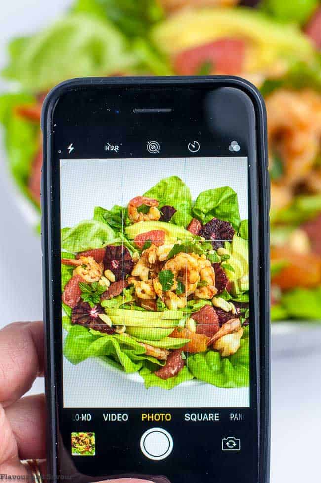 iPhone Photo of Shrimp Salad with Grapefruit and Mint