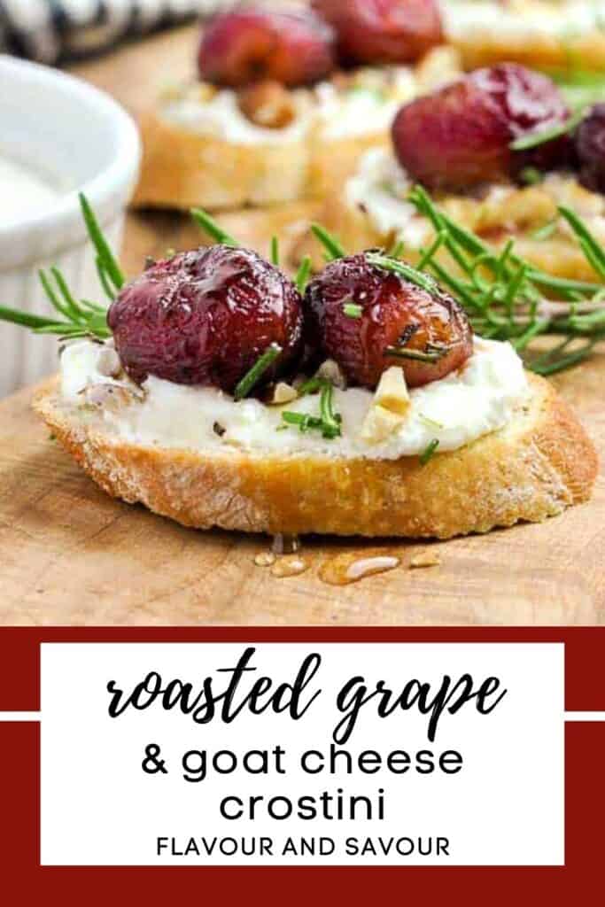 text and image for roasted grape and goat cheese crostini