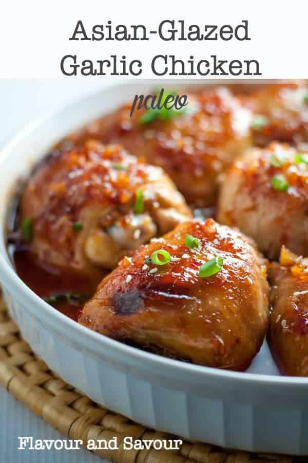 Asian Glazed Garlic Chicken, an easy paleo chicken dish with hints of garlic, ginger and sesame.