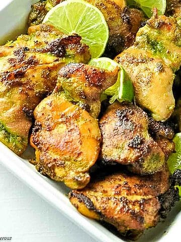Square image of Easy Thai Baked Chicken thighs.