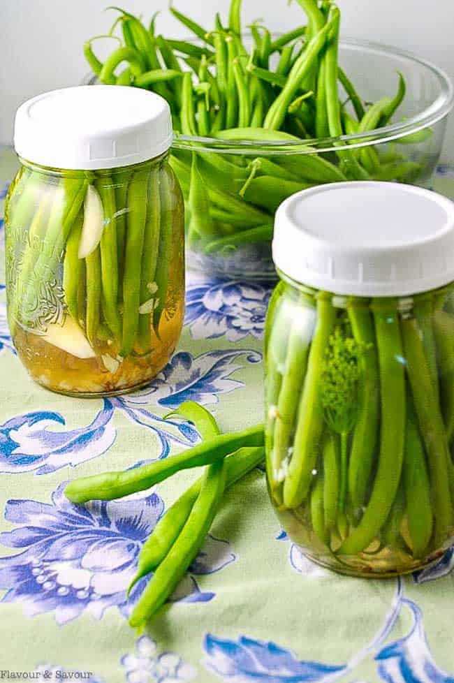 Two jars of Quick Refrigerator Pickled Beans