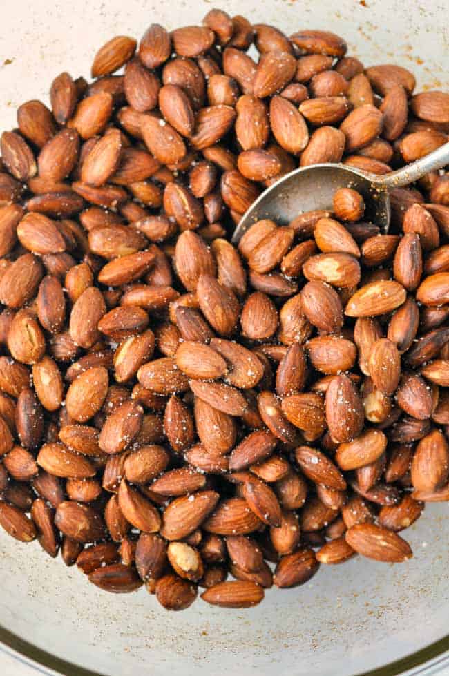 Spanish Spiced Almonds. Easy, healthy, authentic Spanish tapa of Almendras Fritas 