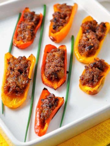 Spicy Stuffed Mini Peppers. An ideal Spanish appetizer.