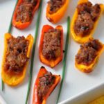 Spicy Stuffed Mini Peppers. A scrumptious Spanish tapa that can be made ahead of time. |www.flavourandsavour.com