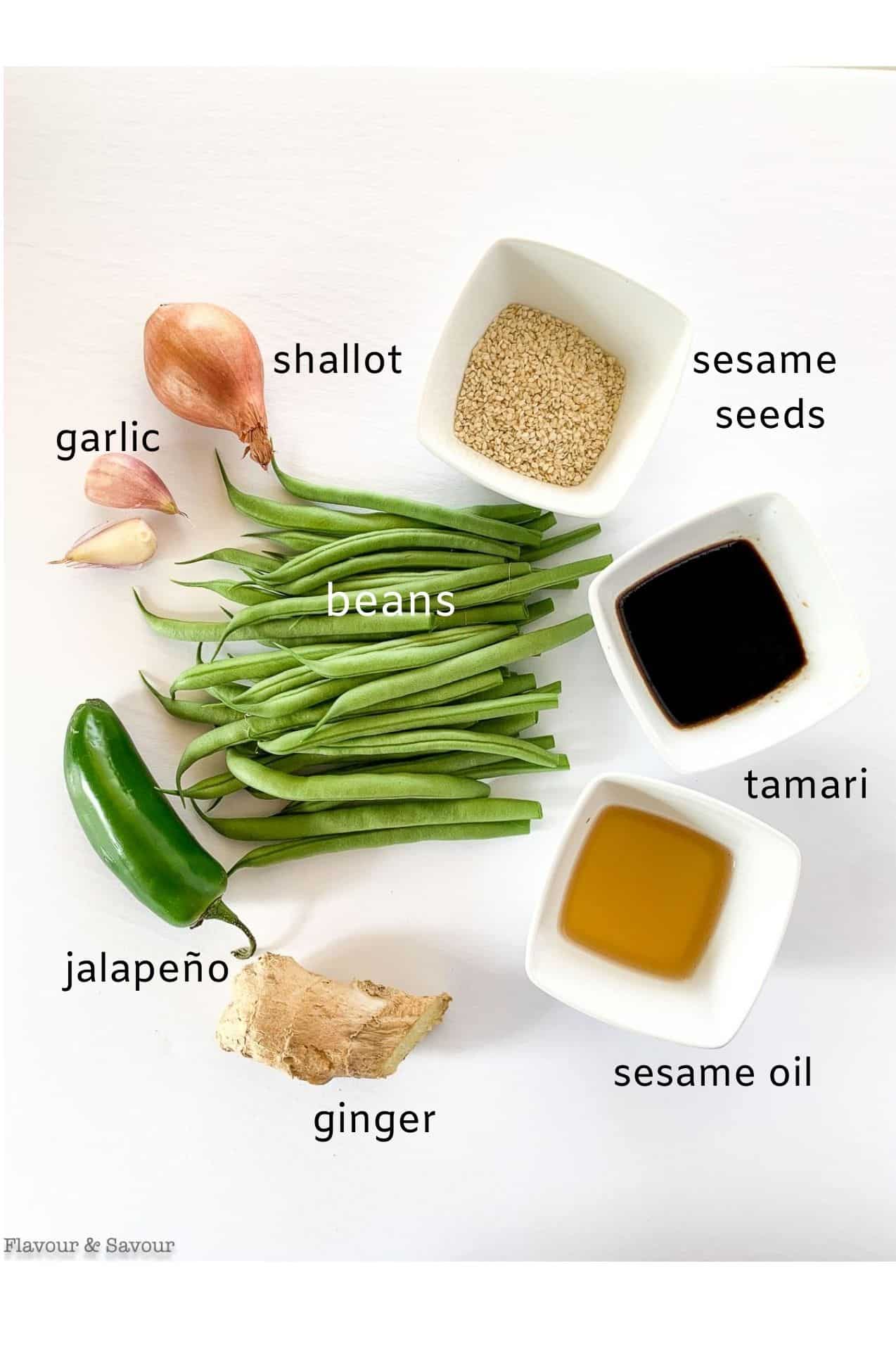 Labeled ingredients for Sesame Green Beans