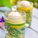 Natural bug Repellent Luminaries using essential oils. Light before your guests arrive to help ward off insects and add a magical touch to your table setting. |www.flavourandsavour.com