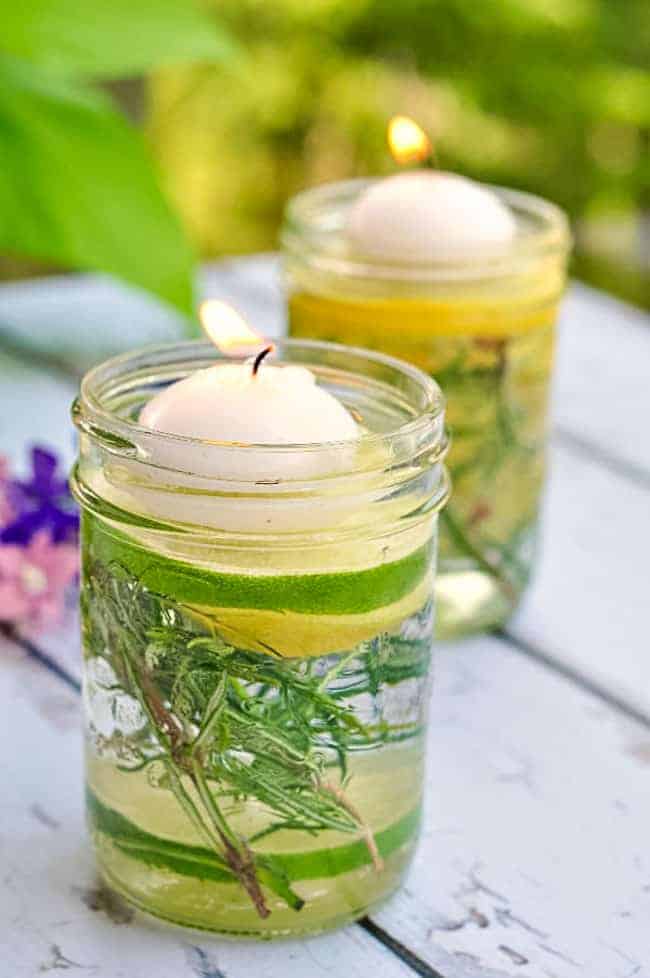 Natural bug Repellent Luminaries using essential oils. Light before your guests arrive to help ward off insects and add a magical touch to your table setting. |www.flavourandsavour.com