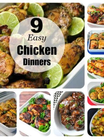 9 Easy Chicken Dinners from Flavour and Savour. Easy Thai Baked Chicken, Turmeric Honey-Mustard Chicken, Mango Chicken and lots more.