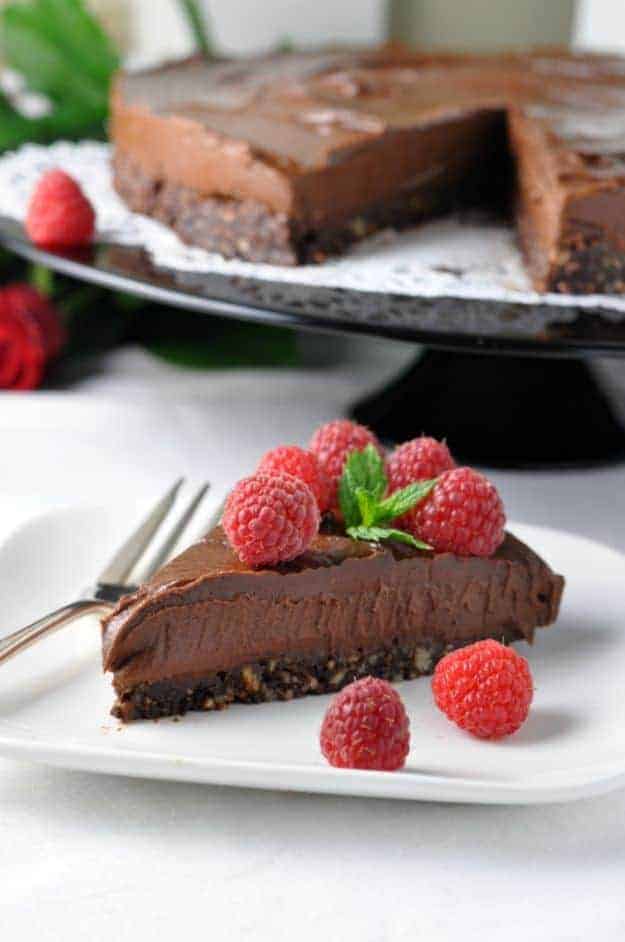 Double Chocolate Mousse Torte. Decadent, delicious, dairy-free, gluten-free and vegan! flavourandsavour.com