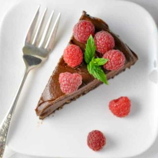 Double Chocolate Mousse Torte. No-bake vegan dessert.