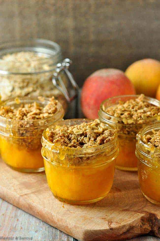 Mason Jar Peach Crisp