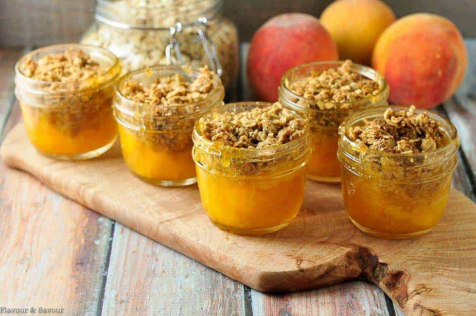 Mason Jar Peach Crisp