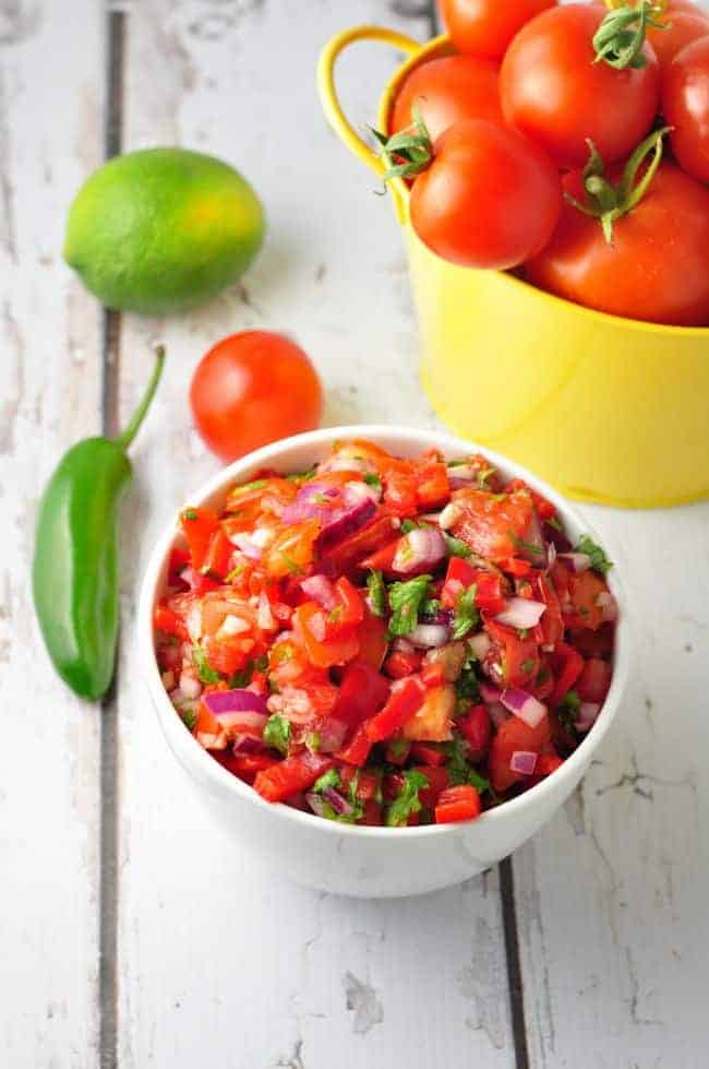 Pico de Gallo. Fresh Salsa. Never buy it again as it's so easy to make at home. One of 4 quick and easy ways to use tomatoes. |www.flavourandsavour.com