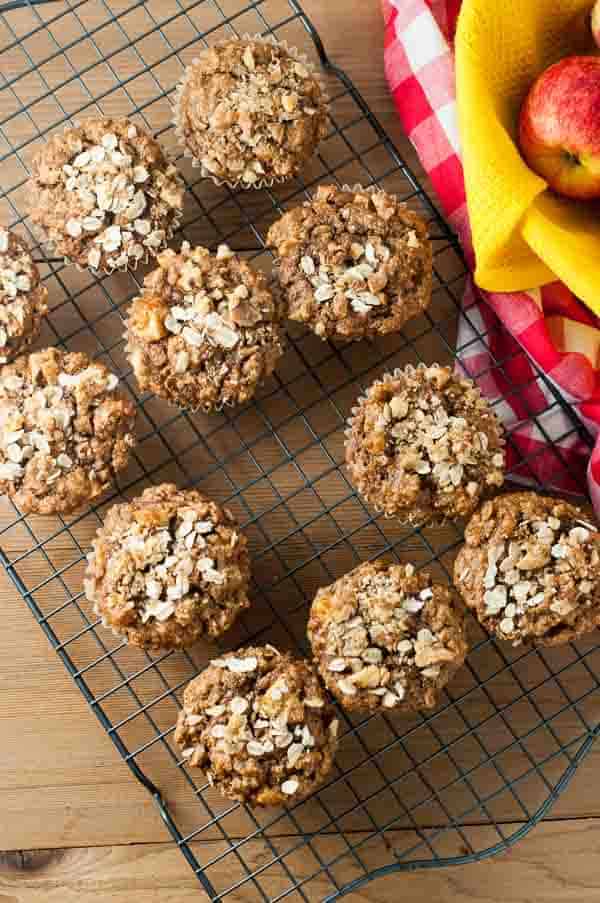 Grab and Go Apple Oatmeal Breakfast Muffins on a cooling rack.