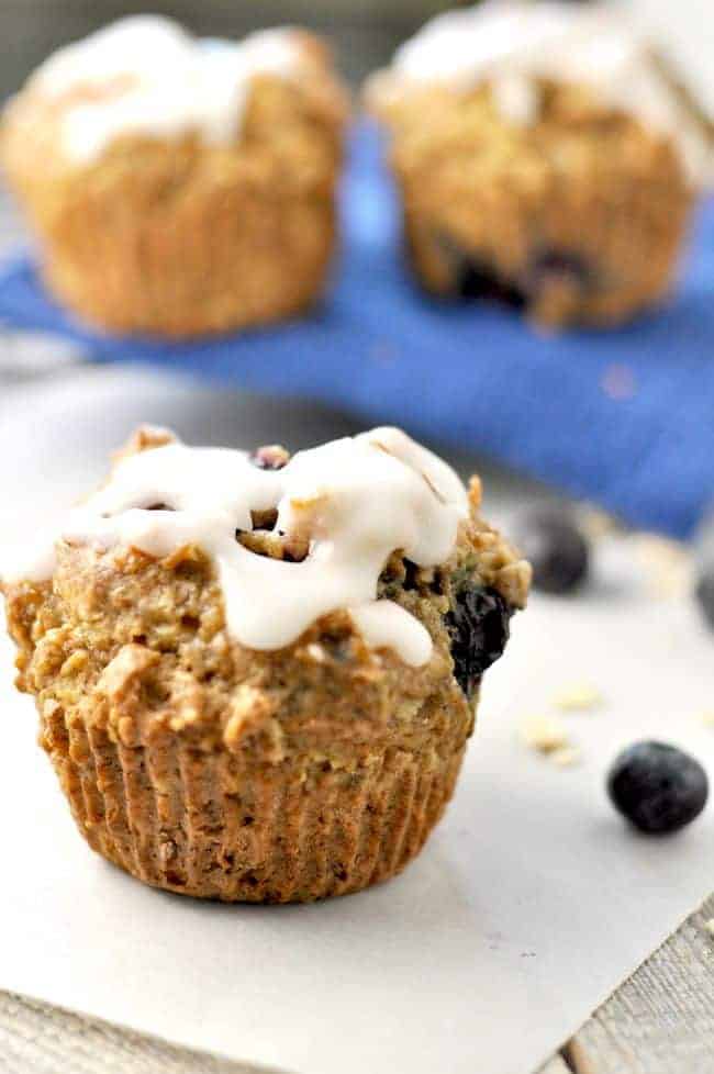 Heallthy Dairy-Free Blueberry Oatmeal Muffins with a dairy-free option from Flavour and Savour