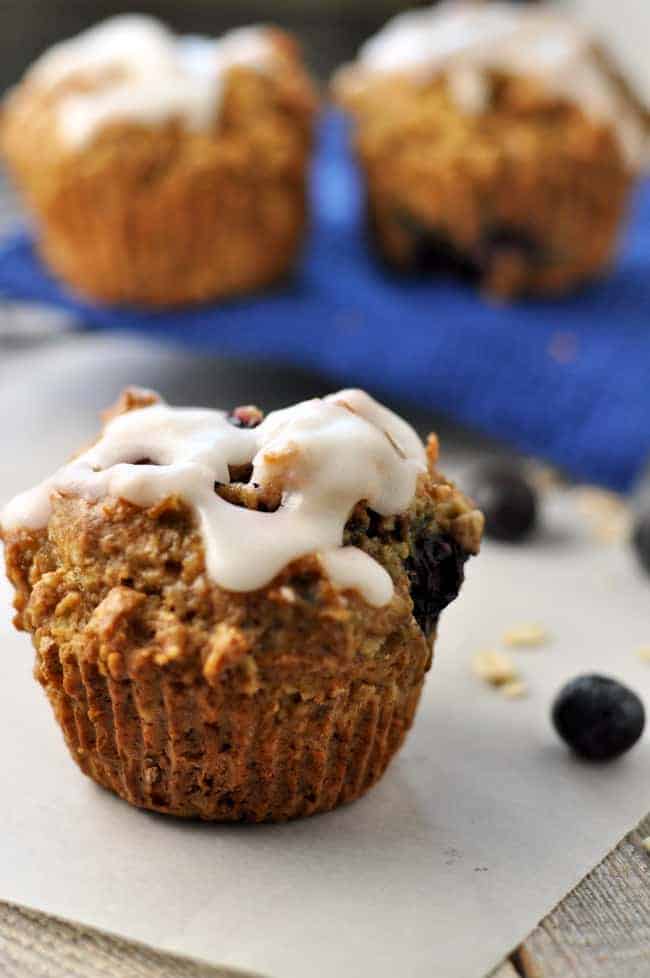 Heallthy Blueberry Oatmeal Muffins with a dairy-free option from Flavour and Savour