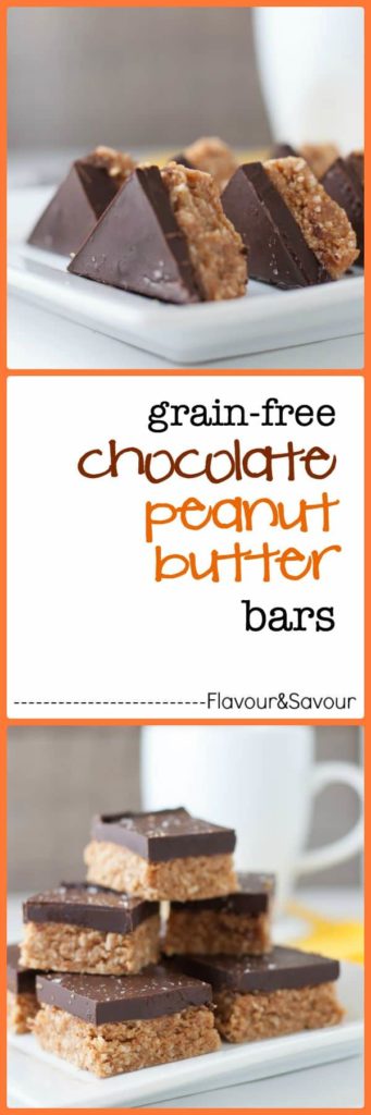 Grain-free, no-bake Chocolate Peanut Butter bars. Ready in 20 minutes!